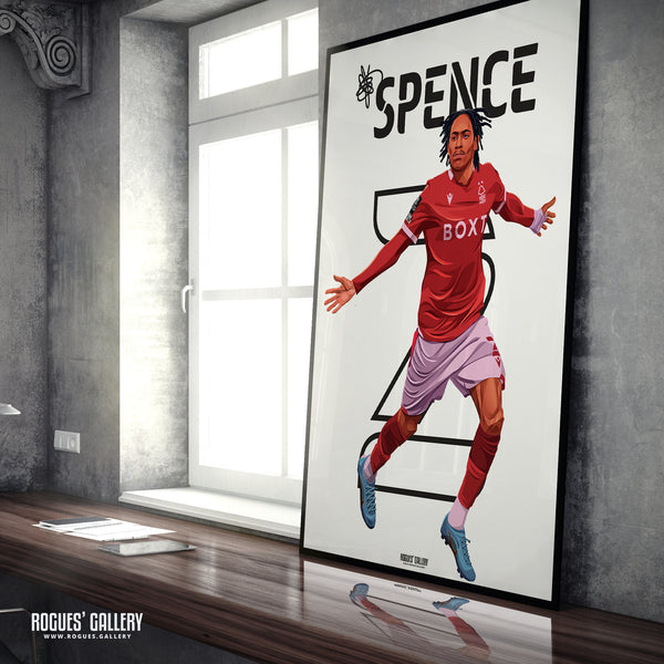 Djed Spence V2 - Nottingham Forest - A0, A1, A2 or A3 Name & Number Prints