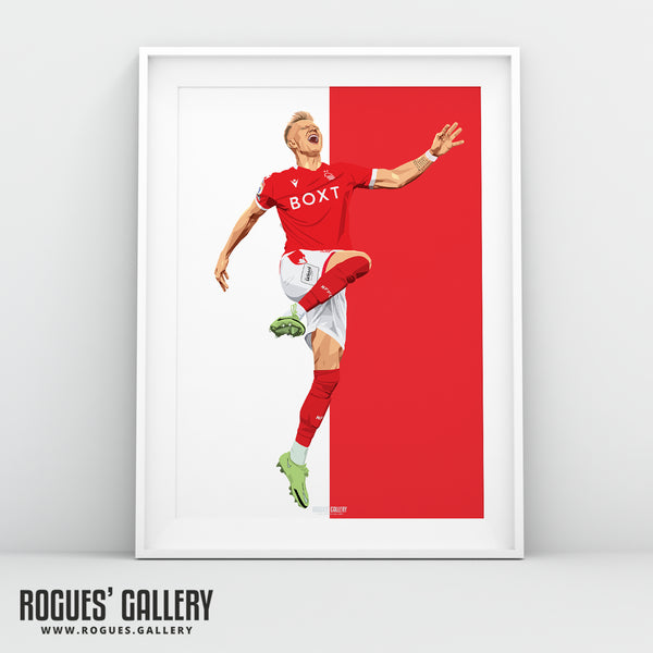 Sam Surridge V2 - Nottingham Forest - A0, A1, A2 or A3 Red & White Prints