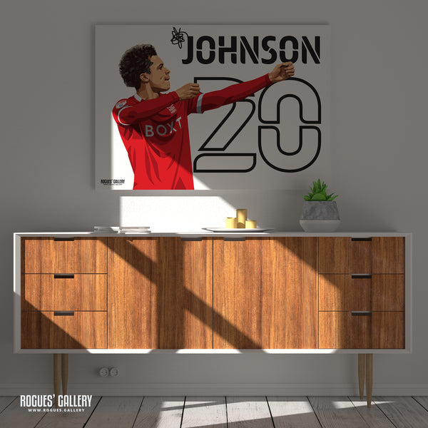 Brennan Johnson: The Archer - Nottingham Forest - A0, A1, A2 or A3 Name & Number Prints