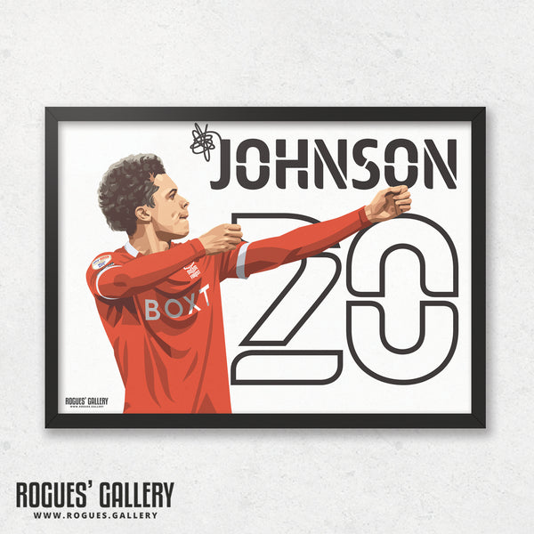 Brennan Johnson: The Archer - Nottingham Forest - A0, A1, A2 or A3 Name & Number Prints