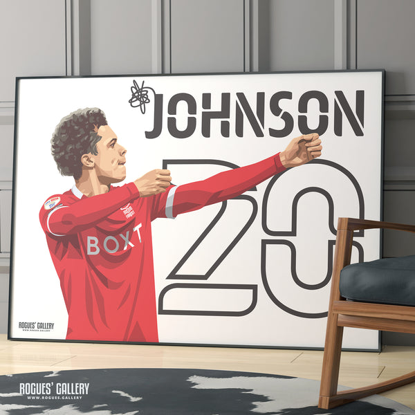 Brennan Johnson: The Archer - Nottingham Forest - A0, A1, A2 or A3 Name & Number Prints