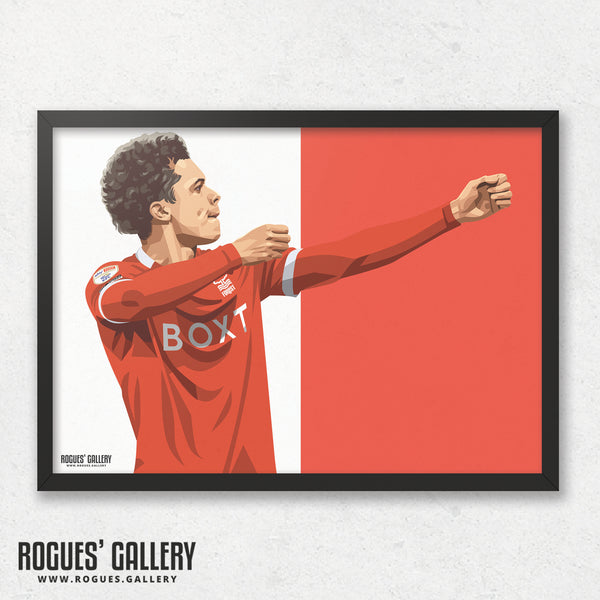Brennan Johnson: The Archer - Nottingham Forest - A0, A1, A2 or A3 Red & White Prints