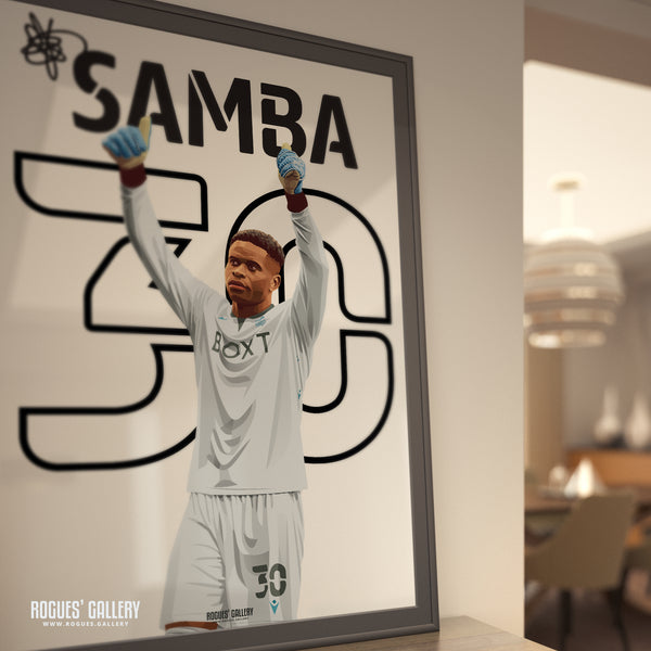 Brice Samba - Nottingham Forest - Signed A3 Name & Number Prints