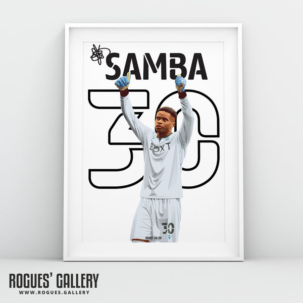 Brice Samba - Nottingham Forest - Signed A3 Name & Number Prints