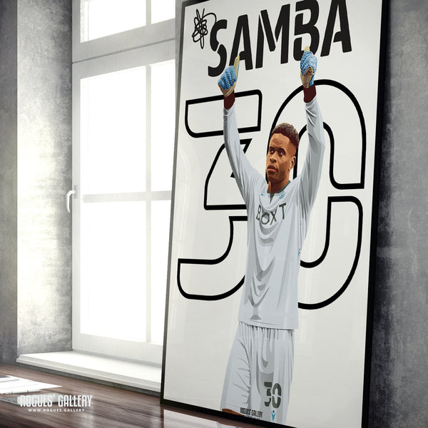 Brice Samba - Nottingham Forest - Signed A3 Name & Number Prints