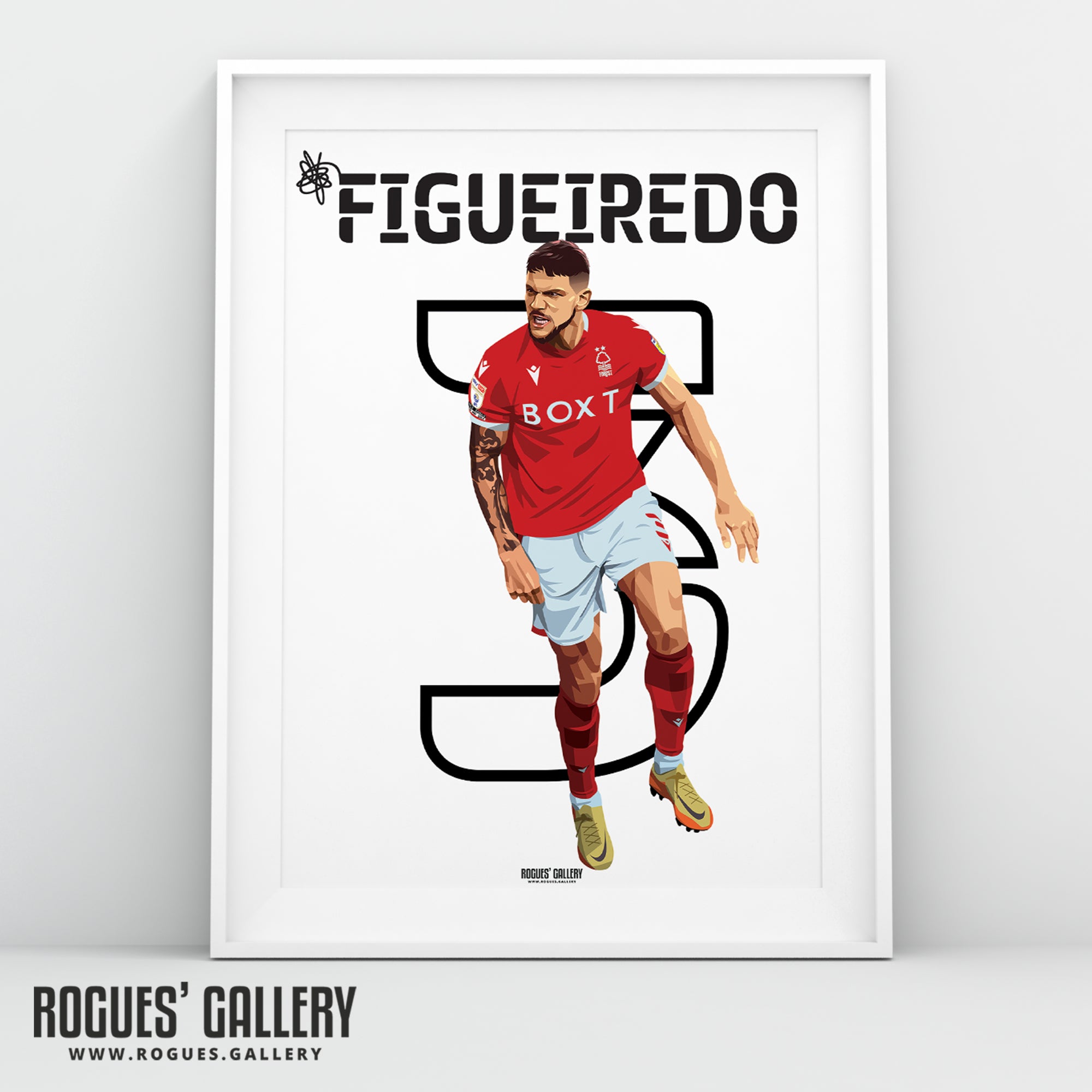 Tobias Figueiredo - Nottingham Forest - Signed A3 Name & Number Prints