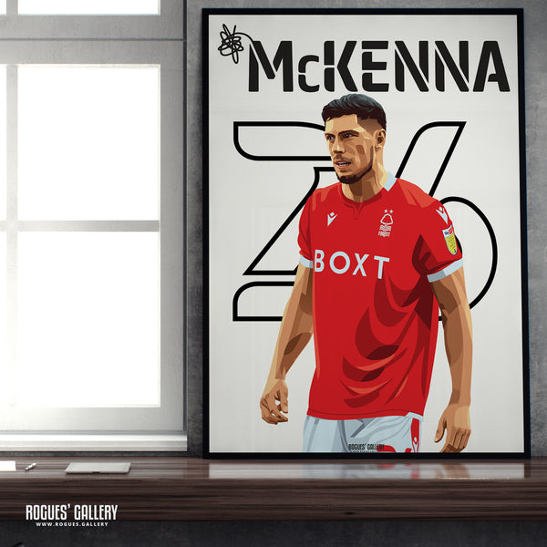 Scott McKenna - Nottingham Forest - Signed A3 Name & Number Prints