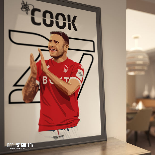 Steve Cook - Nottingham Forest - Signed A3 Name & Number Prints