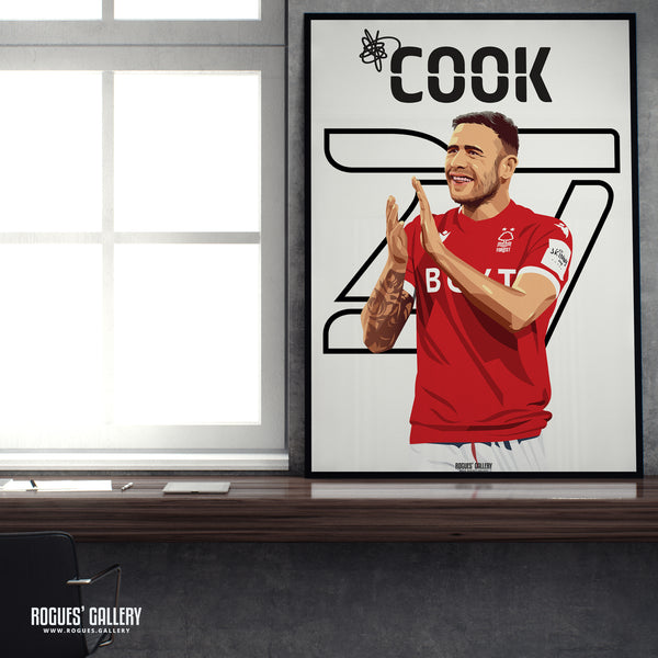 Steve Cook - Nottingham Forest - Signed A3 Name & Number Prints