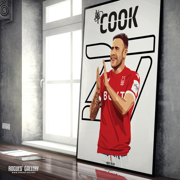 Steve Cook - Nottingham Forest - Signed A3 Name & Number Prints