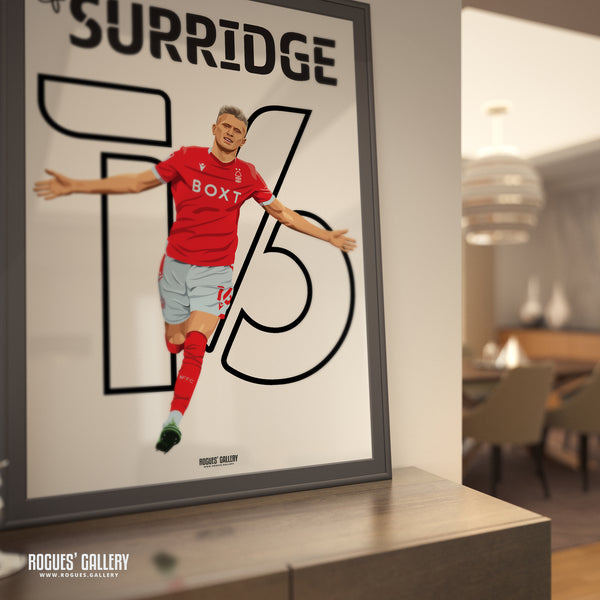 Sam Surridge - Nottingham Forest - Signed A3 Name & Number Prints