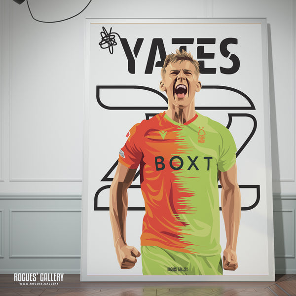 Ryan Yates - Nottingham Forest - Signed A3 Name & Number Prints