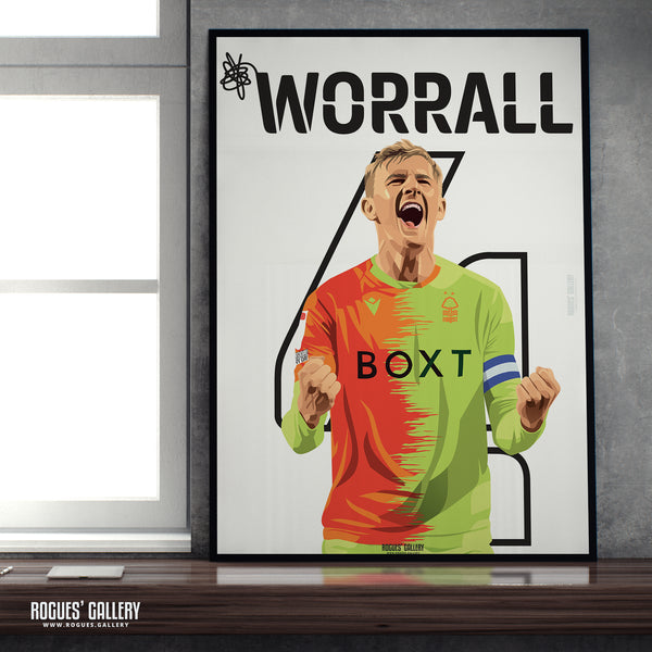Joe Worrall - Nottingham Forest - Signed A3 Name & Number Prints