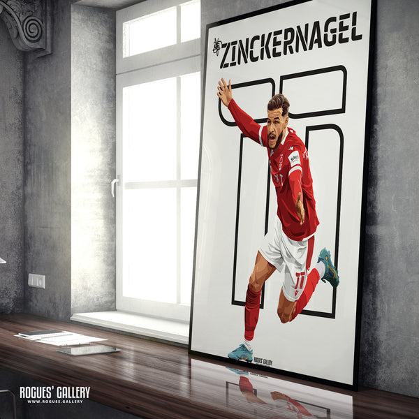 Philip Zinckernagel - Nottingham Forest - Signed A3 Name & Number Prints