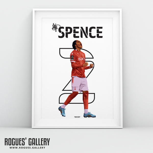 Djed Spence - Nottingham Forest - Signed A3 Name & Number Prints