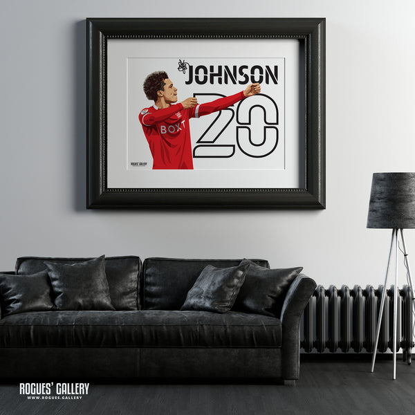 Brennan Johnson: The Archer - Nottingham Forest - Signed A3 Name & Number Prints