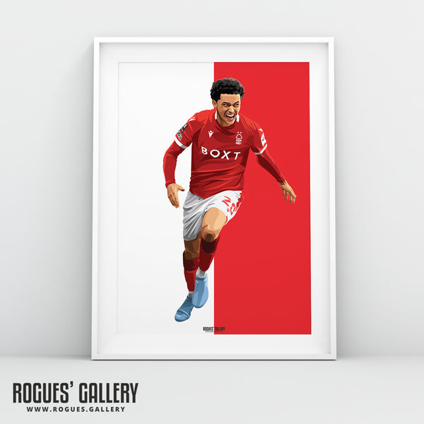 Brennan Johnson - Nottingham Forest - Signed A3 Red & White Prints