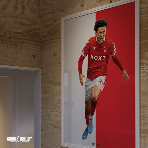 Brennan Johnson - Nottingham Forest - Signed A3 Red & White Prints