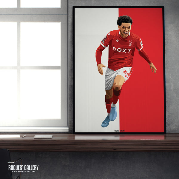 Brennan Johnson - Nottingham Forest - Signed A3 Red & White Prints