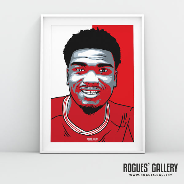Loic Mbe Soh - Red & White - Signed A3 Icon Print