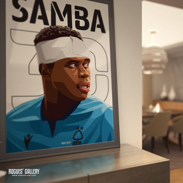 Bandaged Brice Samba - Nottingham Forest - Signed A3 Prints - 2 versions