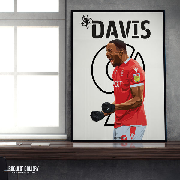 Keinan Davis - Nottingham Forest - Signed A3 Name & Number Prints