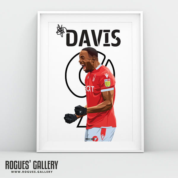 Keinan Davis - Nottingham Forest - Signed A3 Name & Number Prints