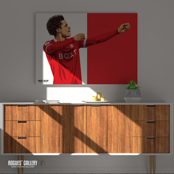 Brennan Johnson: The Archer - Nottingham Forest - Signed A3 Red & White Prints