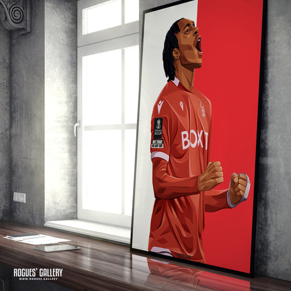 Djed Spence - Nottingham Forest - Signed A3 Red & White Prints