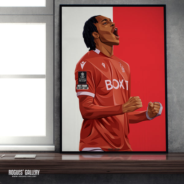 Djed Spence - Nottingham Forest - Signed A3 Red & White Prints