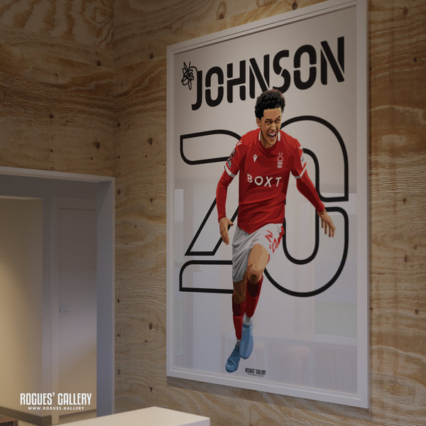 Brennan Johnson - Nottingham Forest - Signed A3 Name & Number Prints