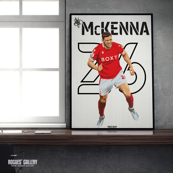 Scott McKenna: Goal Celebration Version - Nottingham Forest - Signed A3 Name & Number Prints