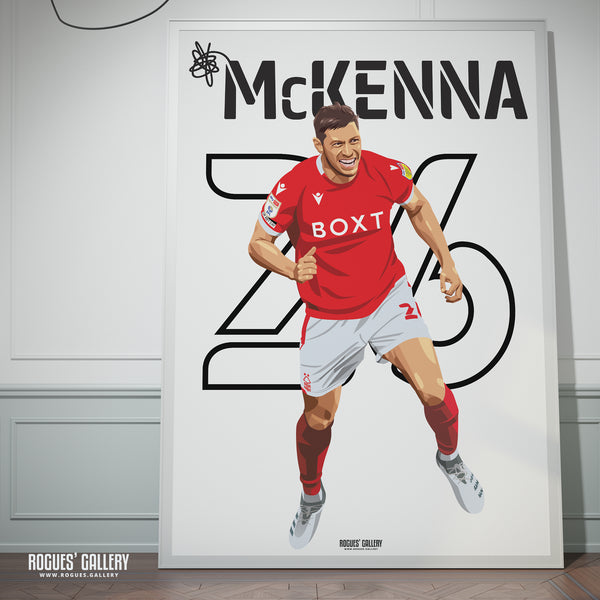 Scott McKenna: Goal Celebration Version - Nottingham Forest - Signed A3 Name & Number Prints