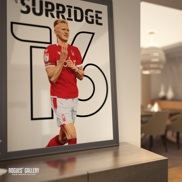 Sam Surridge: It's 3! - Nottingham Forest - A0, A1, A2 or A3 Name & Number Prints