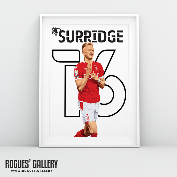 Sam Surridge: It's 3! - Nottingham Forest - A0, A1, A2 or A3 Name & Number Prints