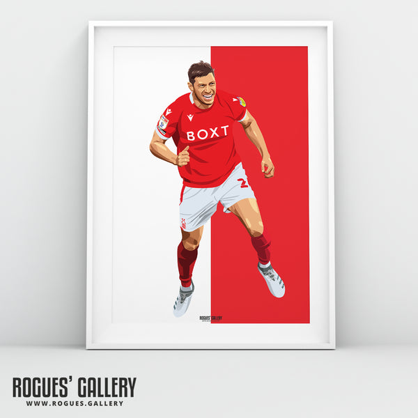 Scott McKenna: Goal Celebration Version - Nottingham Forest - A0, A1, A2 or A3 Red & White Prints