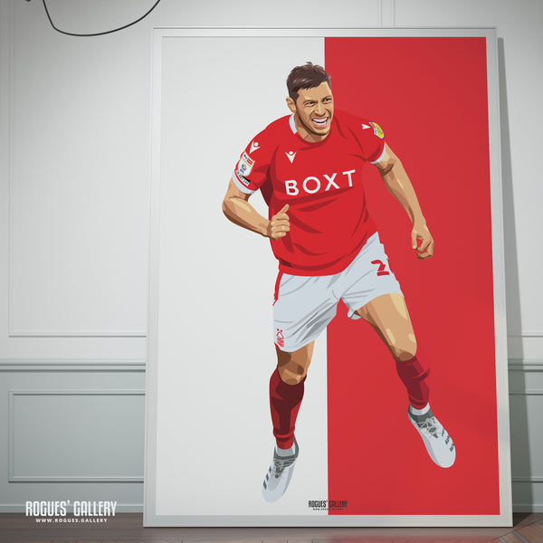 Scott McKenna: Goal Celebration Version - Nottingham Forest - A0, A1, A2 or A3 Red & White Prints