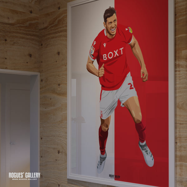 Scott McKenna: Goal Celebration Version - Nottingham Forest - A0, A1, A2 or A3 Red & White Prints