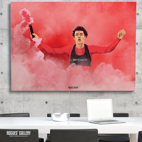 Brennan Johnson - Flare - Nottingham Forest - Signed A3 Prints
