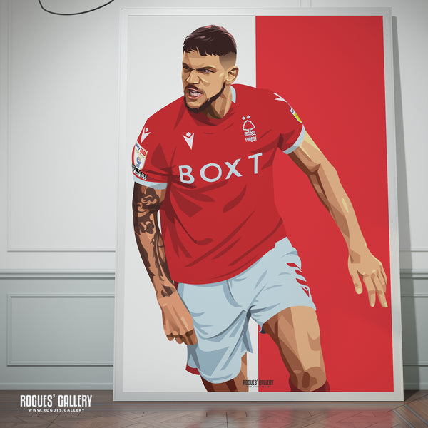Tobias Figueiredo - Nottingham Forest - Signed A3 Red & White Prints