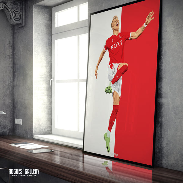 Sam Surridge V2 - Nottingham Forest - Signed A3 Red & White Prints