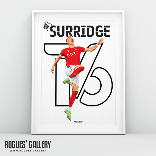 Sam Surridge V2 - Nottingham Forest - Signed A3 Name & Number Prints
