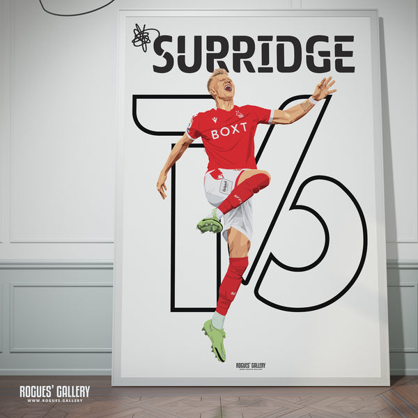 Sam Surridge V2 - Nottingham Forest - Signed A3 Name & Number Prints