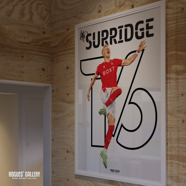 Sam Surridge V2 - Nottingham Forest - Signed A3 Name & Number Prints