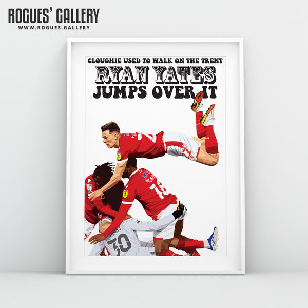 Ryan Yates Jumps Over The Trent - Nottingham Forest - A0, A1, A2 or A3 Prints
