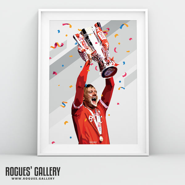 The Captain Lifts The Cup - Joe Worrall, Nottingham Forest - A0, A1, A2 or A3 Prints