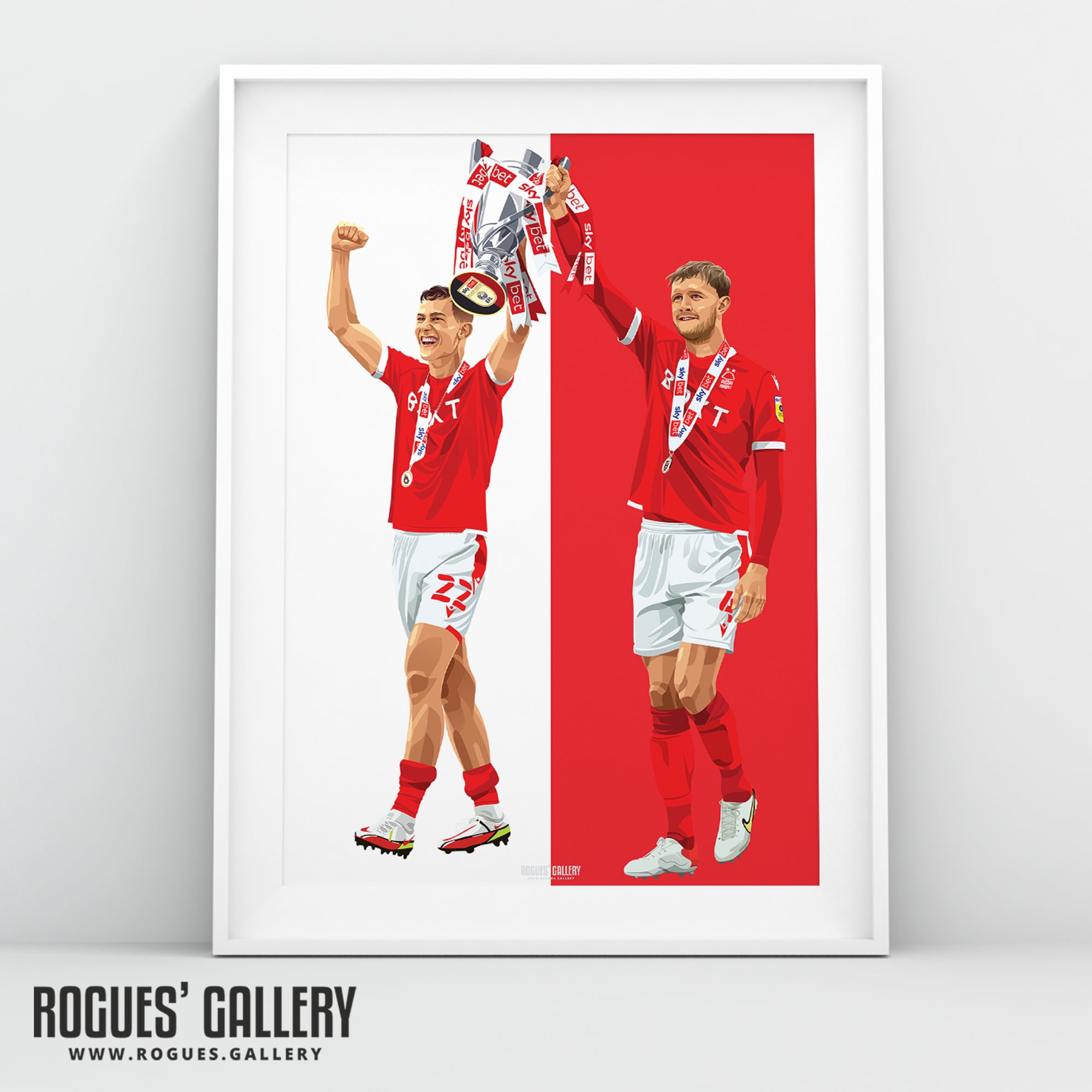 Lifting The Cup - Joe Worrall & Ryan Yates, Nottingham Forest - Special Ltd. Ed. Signed A2 or A3 Print