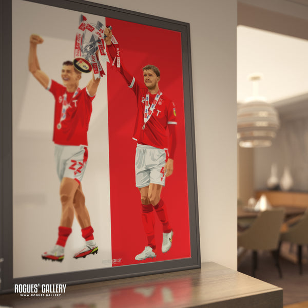 Lifting The Cup - Joe Worrall & Ryan Yates, Nottingham Forest - Special Ltd. Ed. Signed A2 or A3 Print