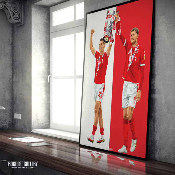 Lifting The Cup - Joe Worrall & Ryan Yates, Nottingham Forest - Special Ltd. Ed. Signed A2 or A3 Print