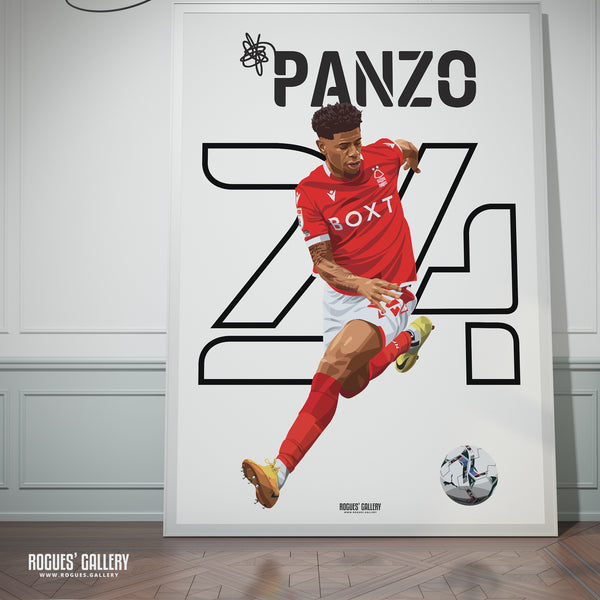 Jonathan Panzo - Nottingham Forest - A0, A1, A2 or A3 Name & Number Prints